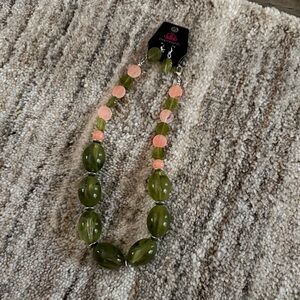 Green and Pink Beaded Necklace